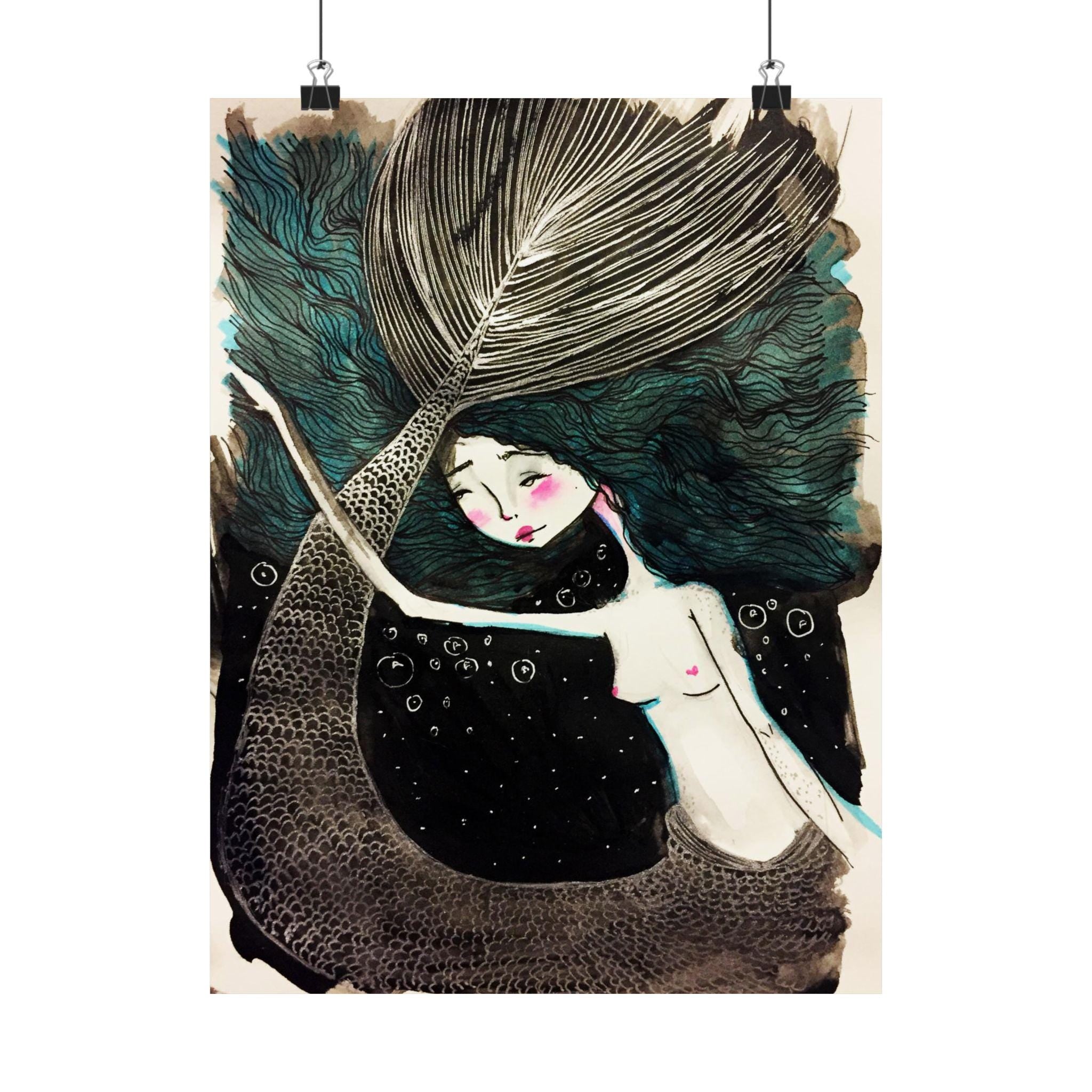 Mermaid in Teal · Poster Print