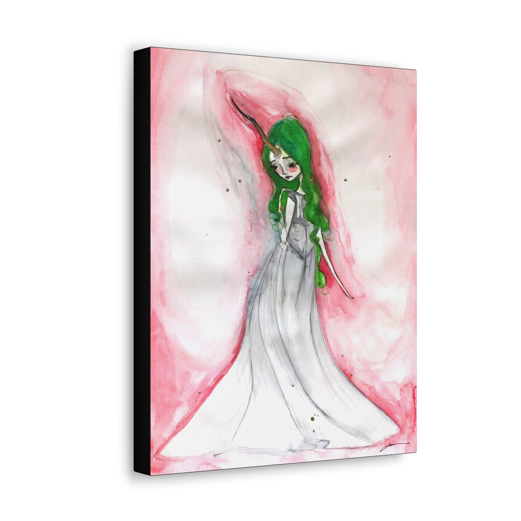 Green Unicorn Girl · Canvas Print