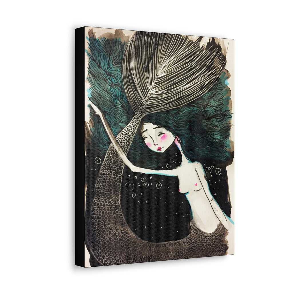 Little Mermaid in Teal · Canvas Print