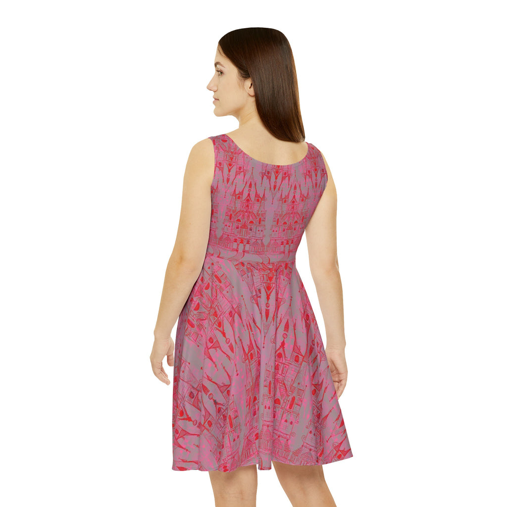 Cinderella Castle in Neon Pink Skater Dress · Poster Print