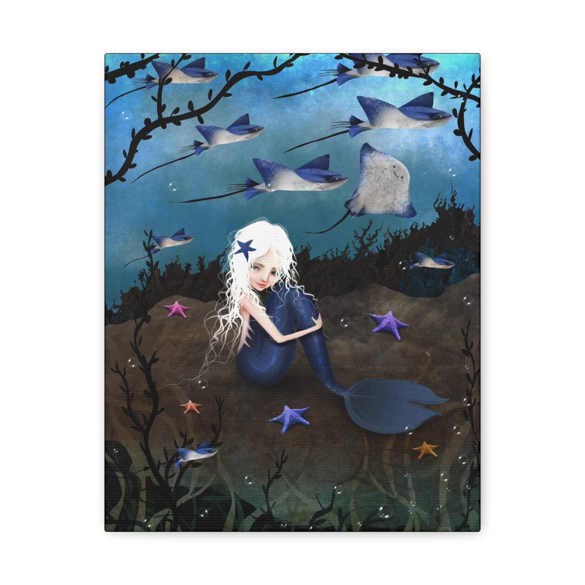 Mermaid in Blue · Canvas Print