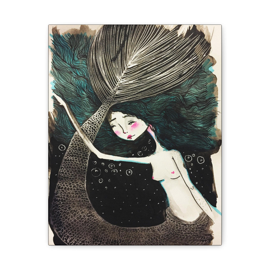 Little Mermaid in Teal · Canvas Print