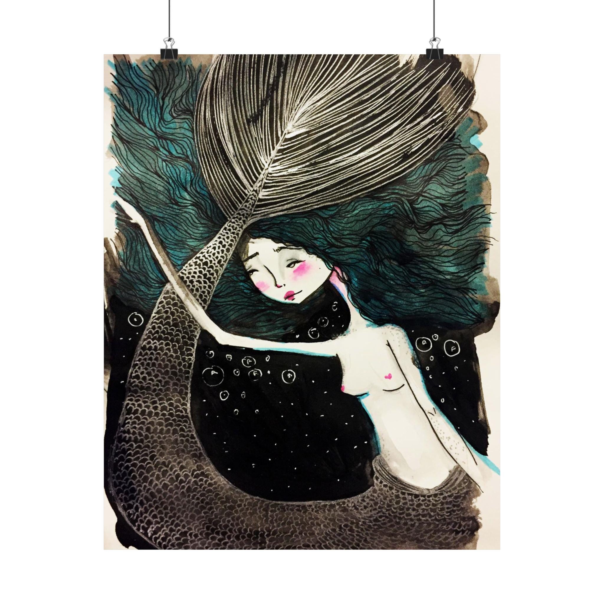 Mermaid in Teal · Poster Print