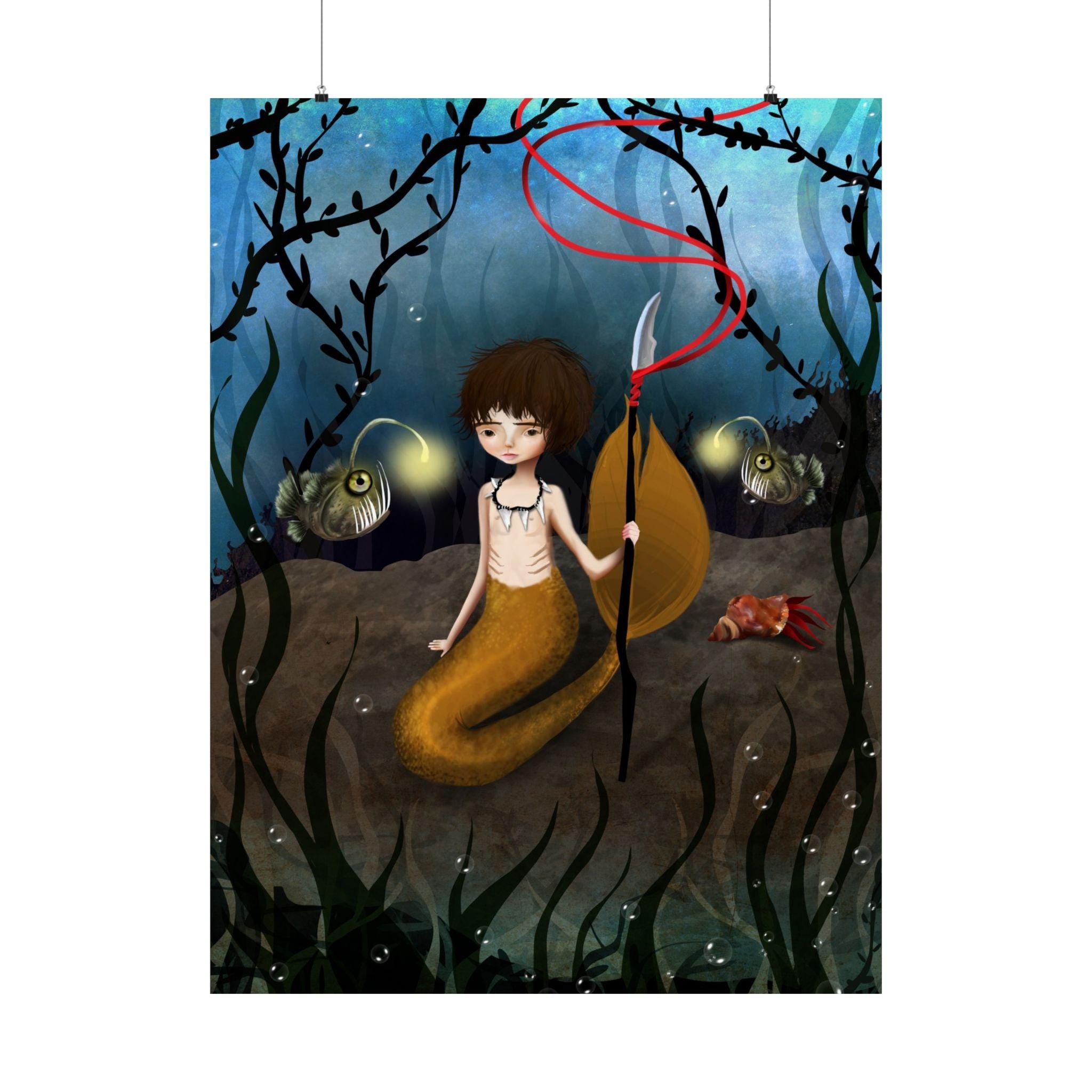 Yellow Deep Sea Merboy · Poster Print