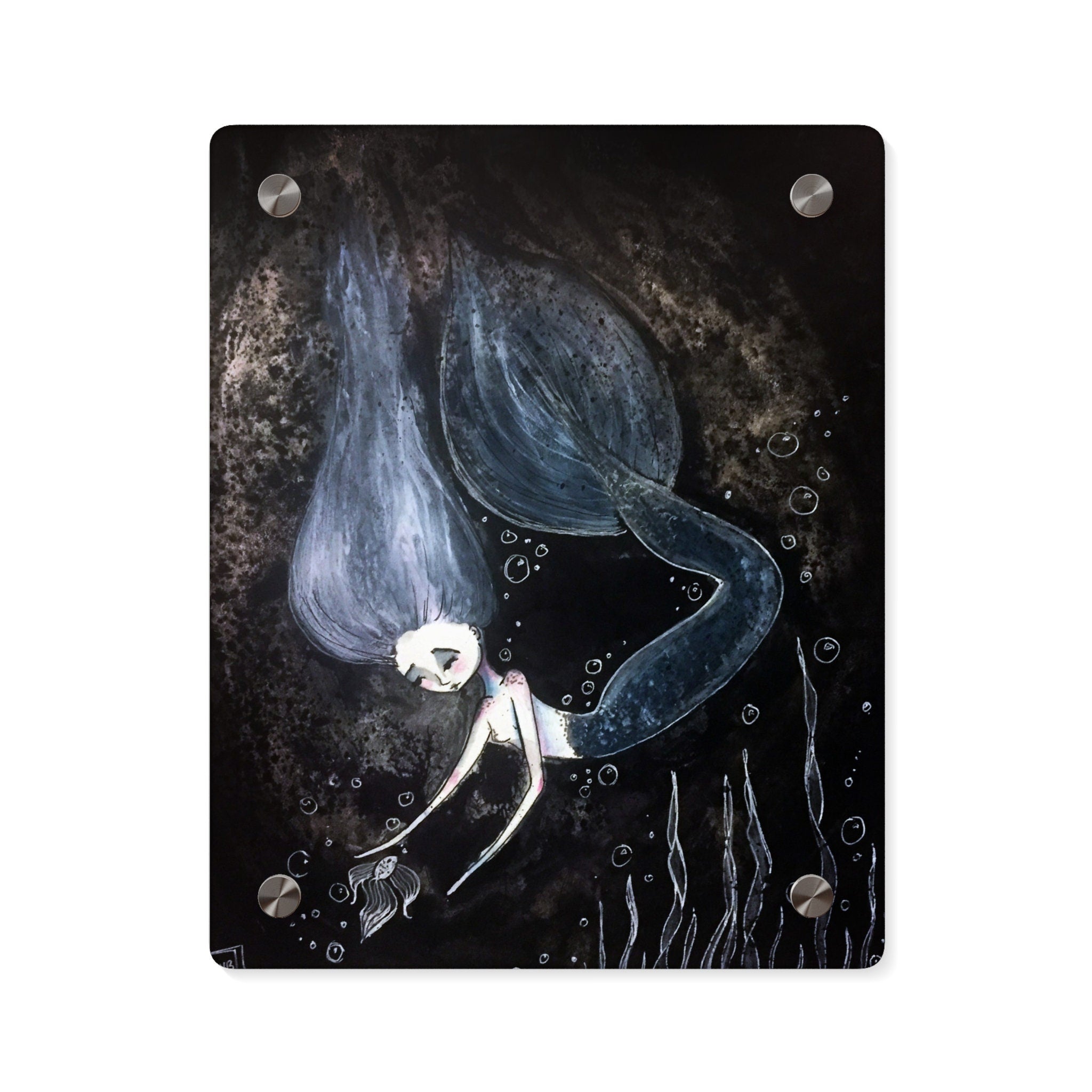 Underwater Dark Mermaid Siren Wall Art Panel · Acrylic Print