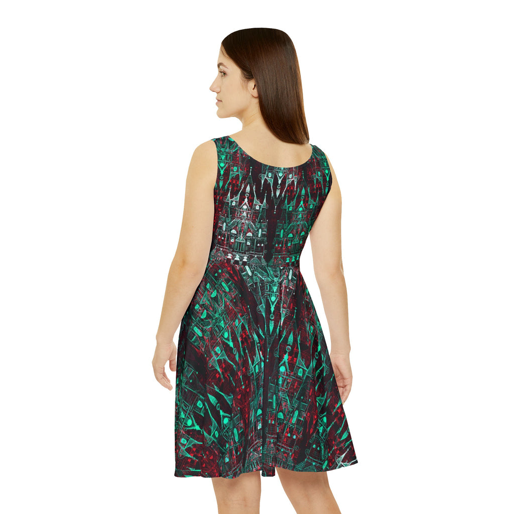 Cinderella Castle Red and Green Neon Skater Dress · Apparel