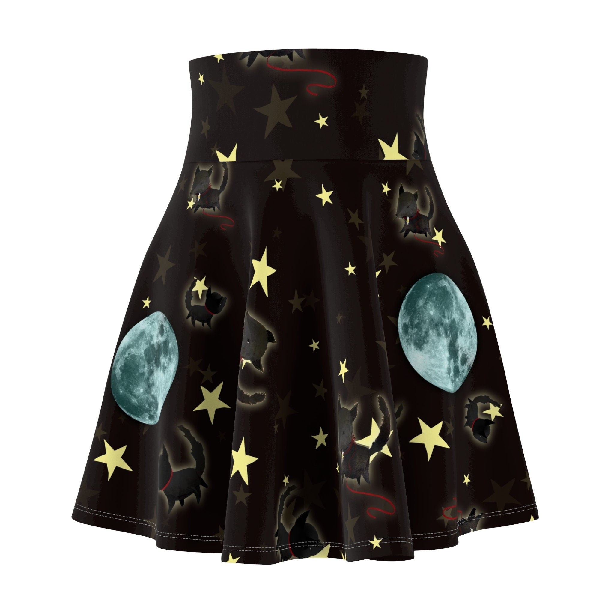 Little Baby Wolf, Moon and Stars Women's Skater Skirt · Apparel