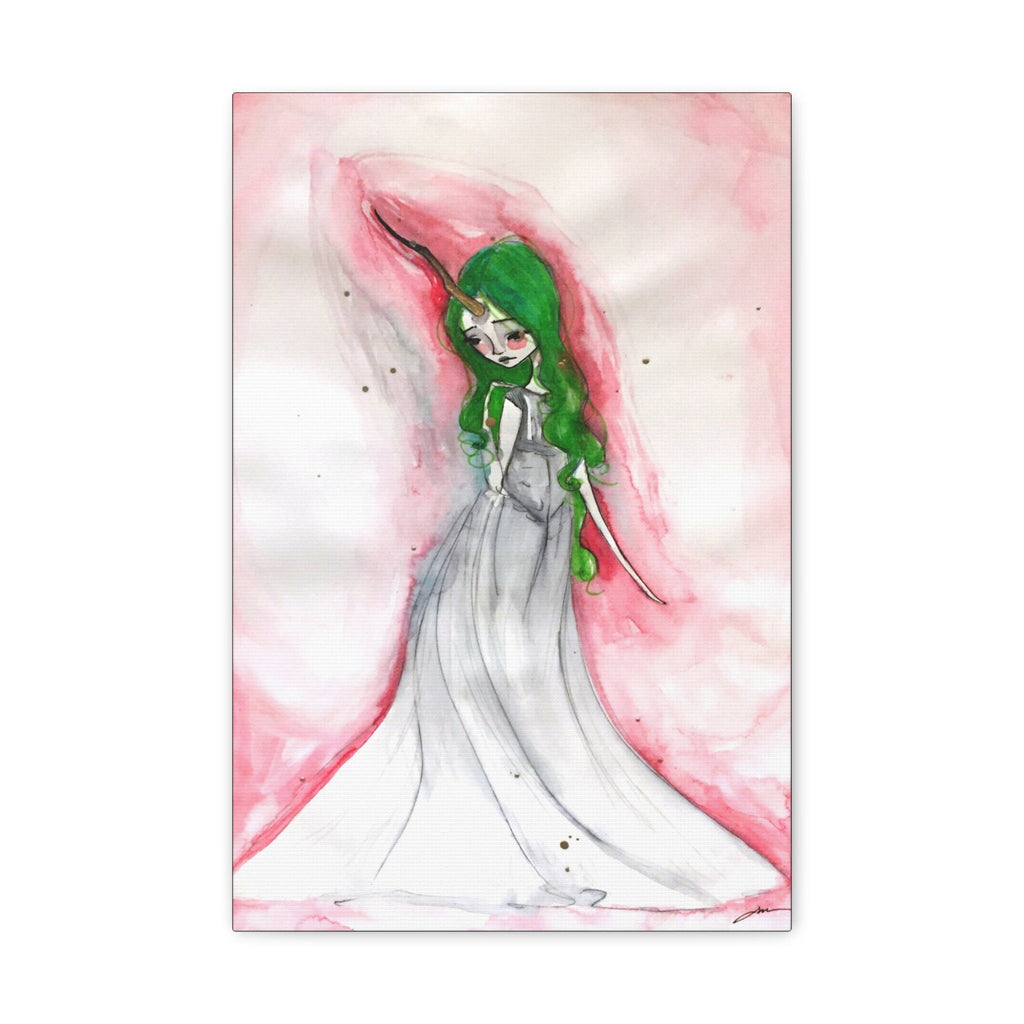 Green Unicorn Girl · Canvas Print
