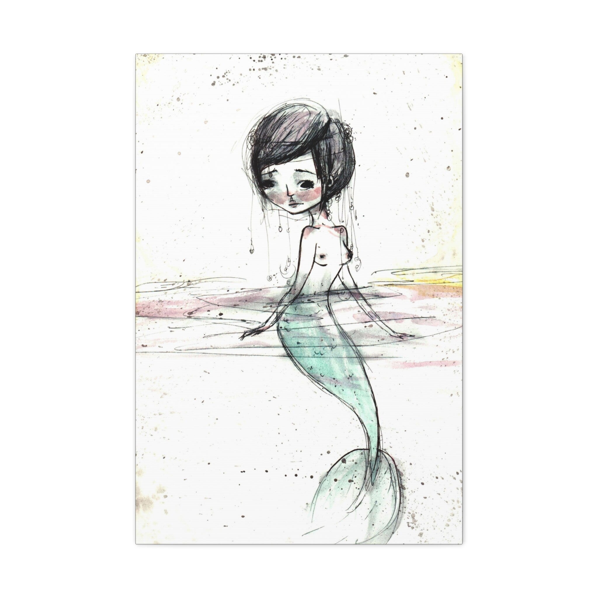 Watercolor Mermaid 1 · Canvas Print