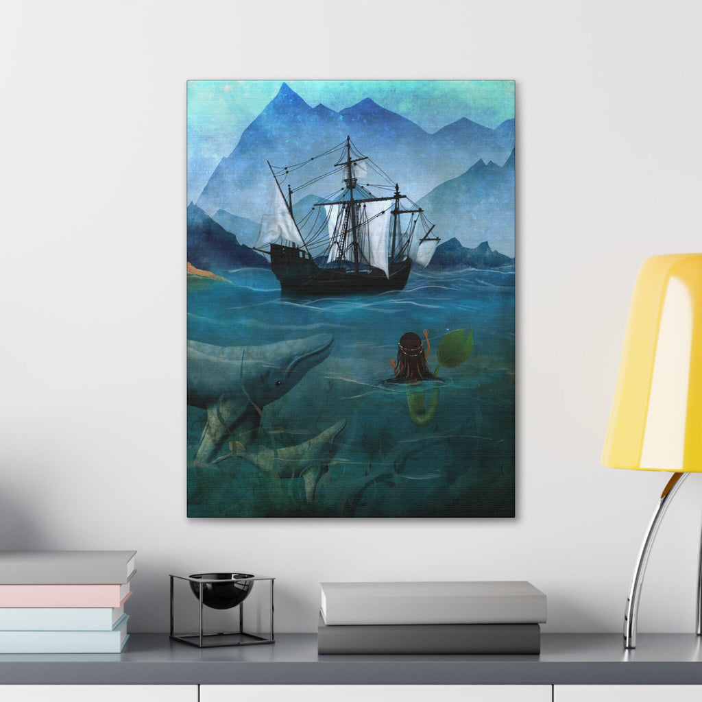 The Little Mermaid and the Ship · Canvas Print