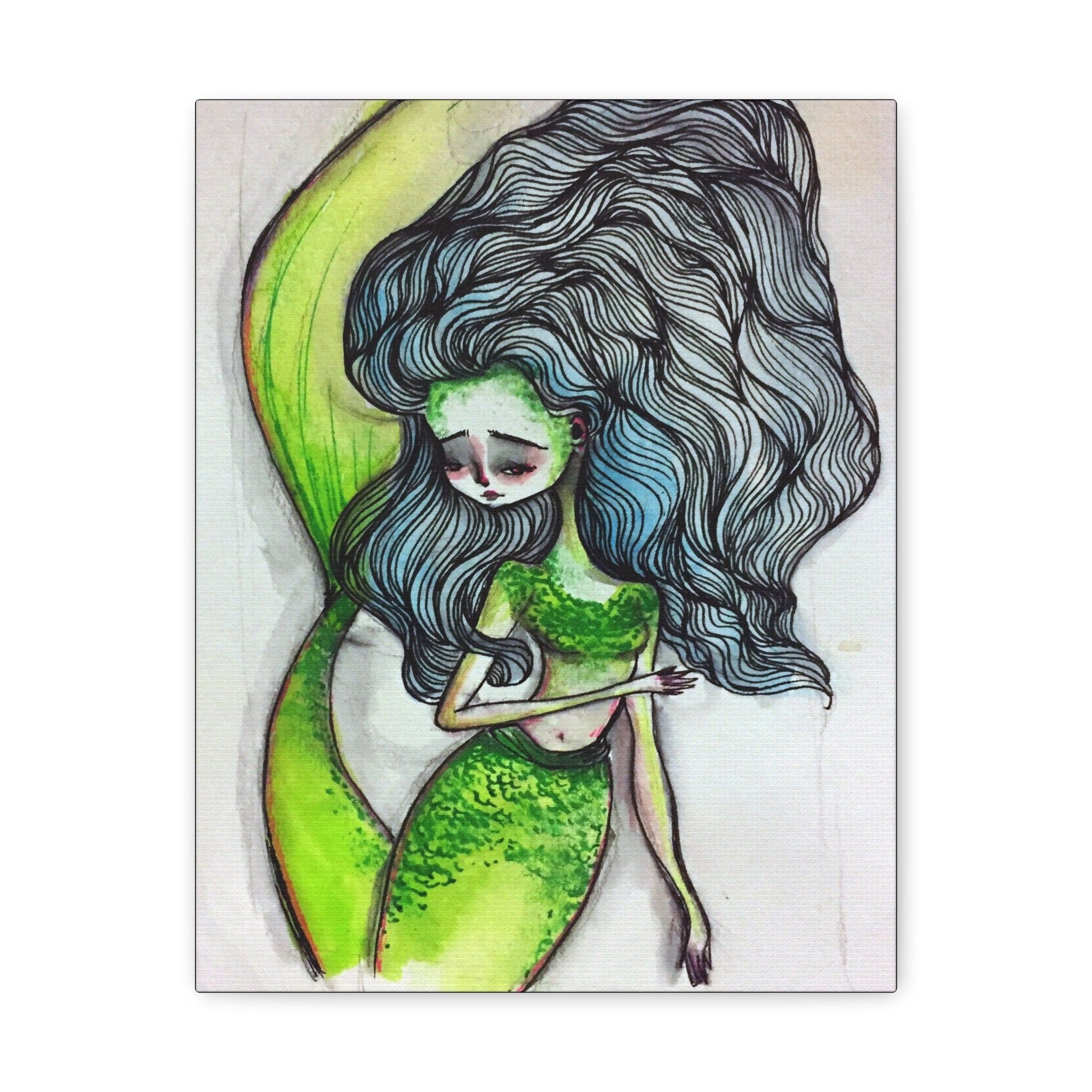 Mermaid in Green and Blue · Canvas Print