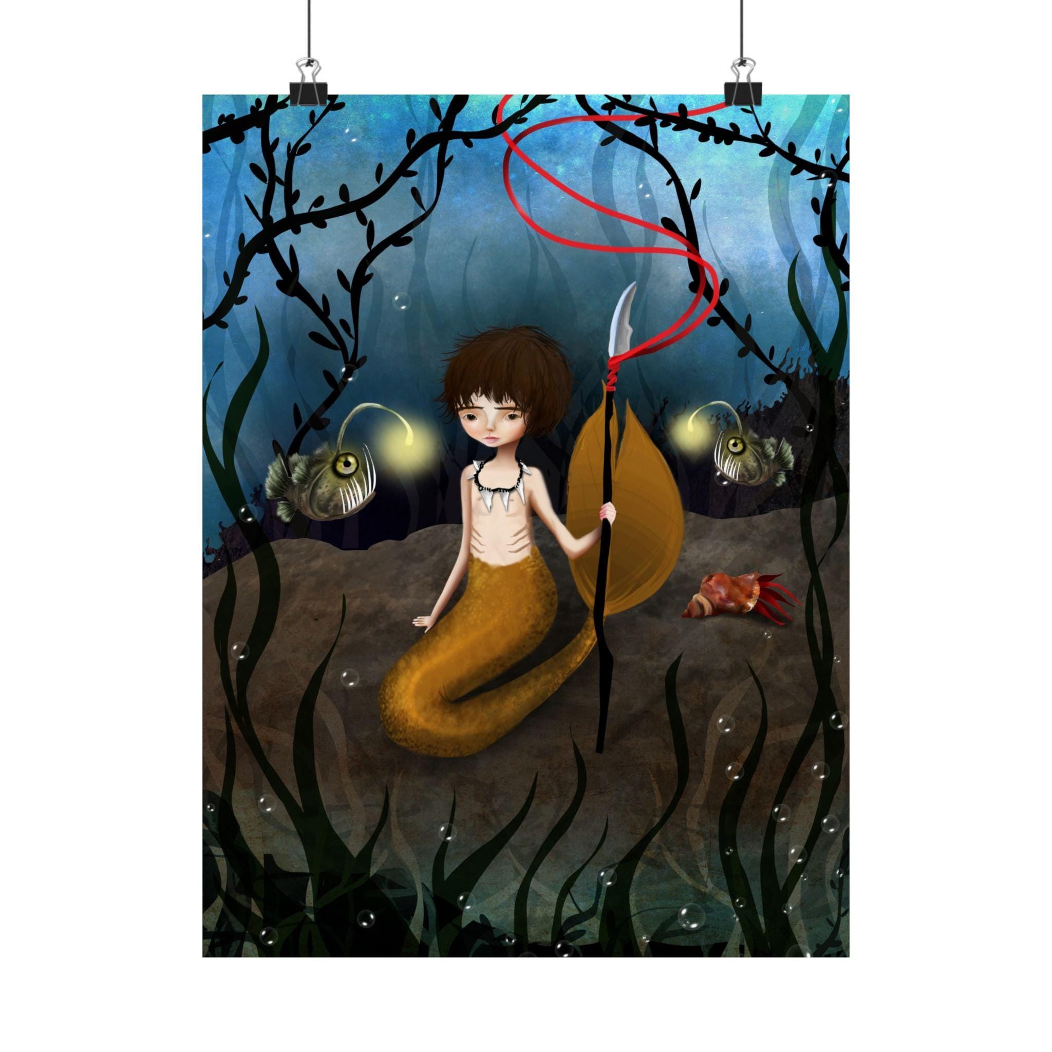 Yellow Deep Sea Merboy · Poster Print