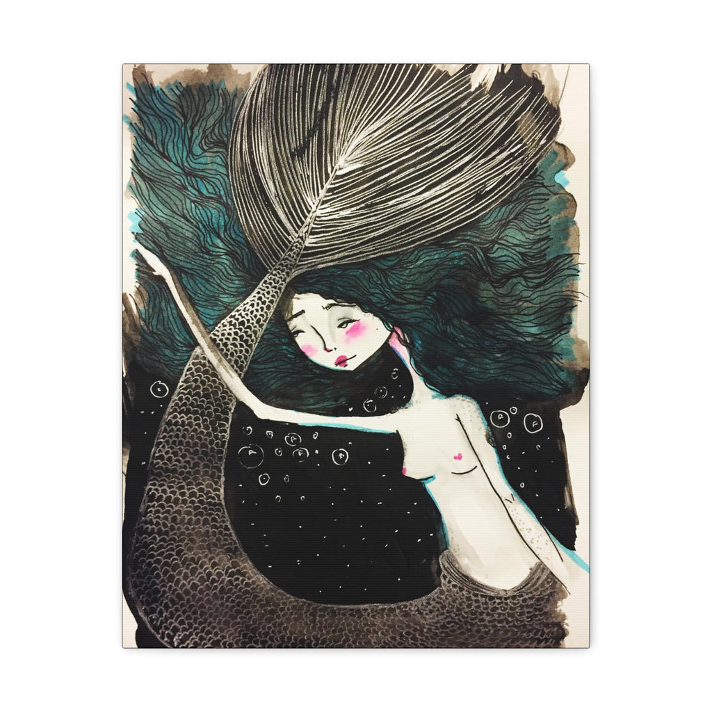Little Mermaid in Teal · Canvas Print