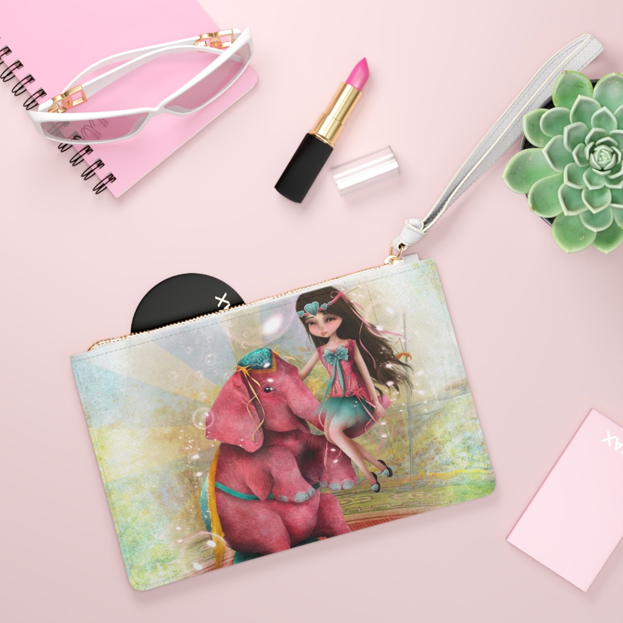 Chelsea and Beatriz the Pink Elephant · Clutch Bag