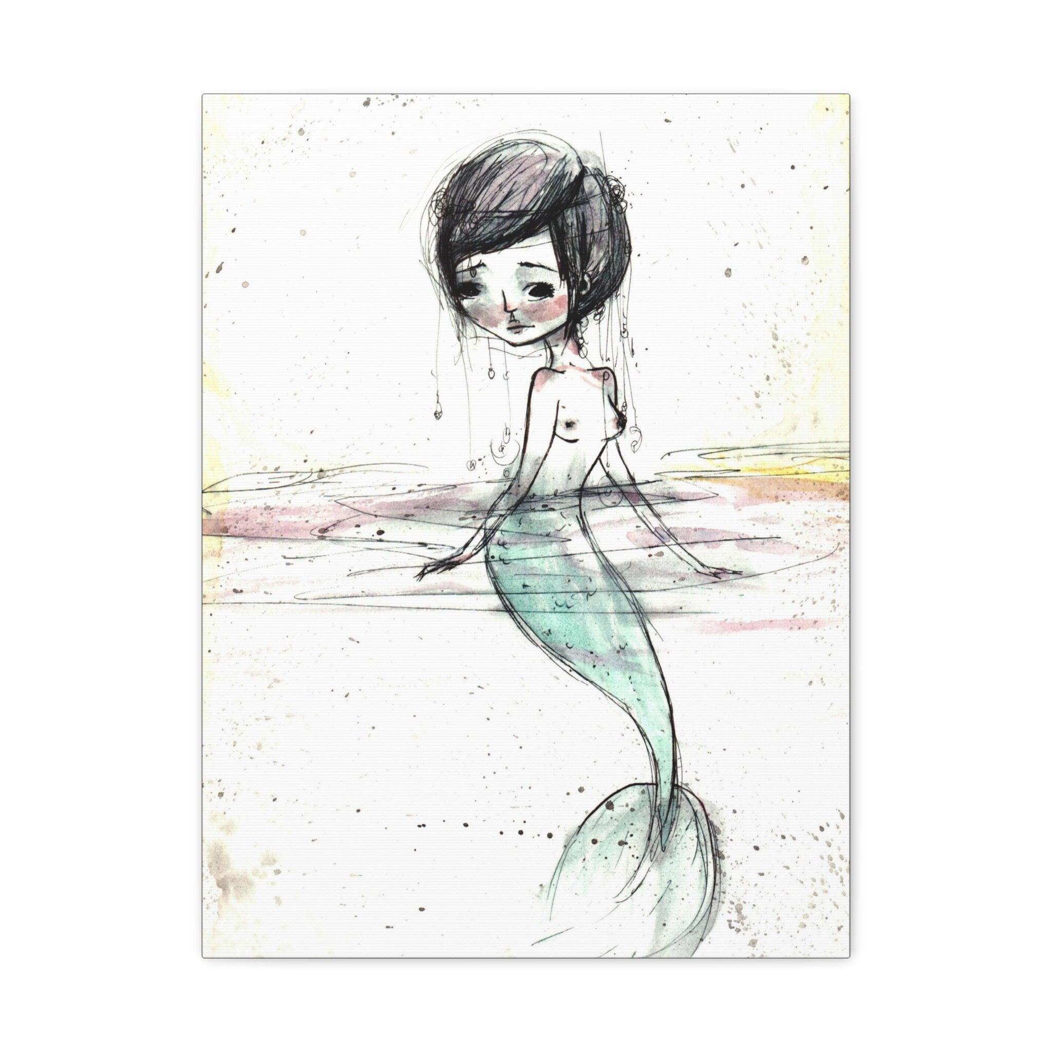 Watercolor Mermaid 1 · Canvas Print