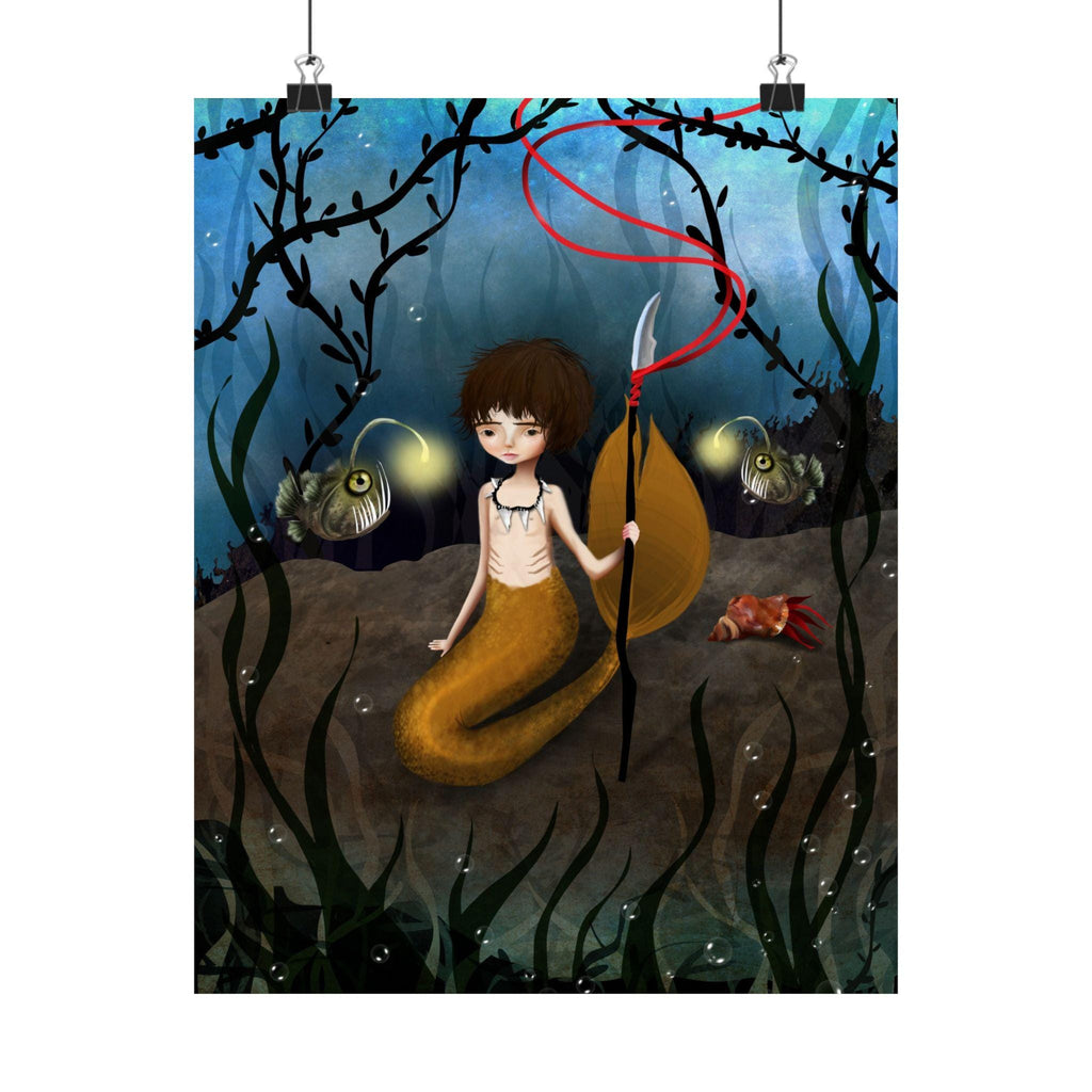Yellow Deep Sea Merboy · Poster Print