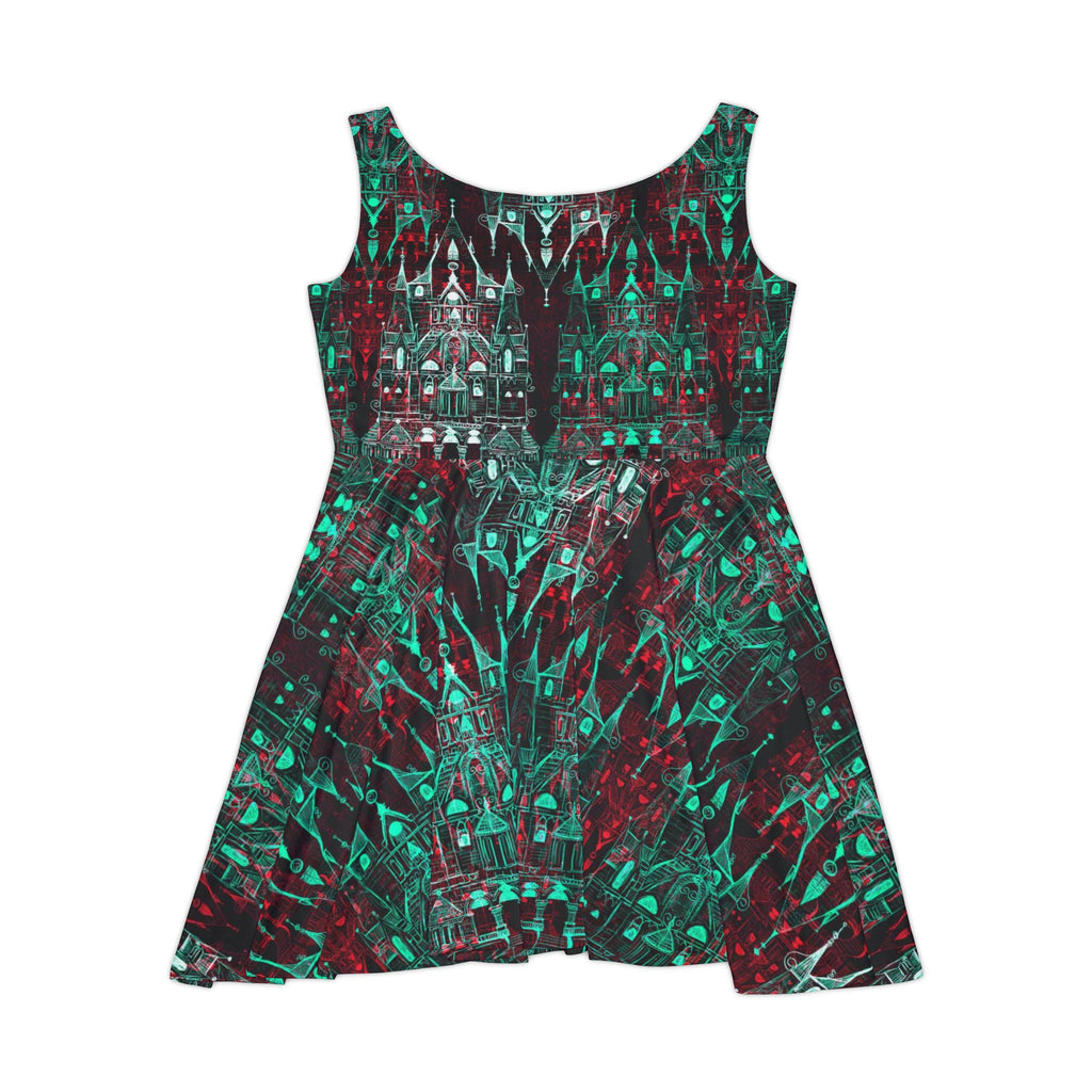 Cinderella Castle Red and Green Neon Skater Dress · Apparel