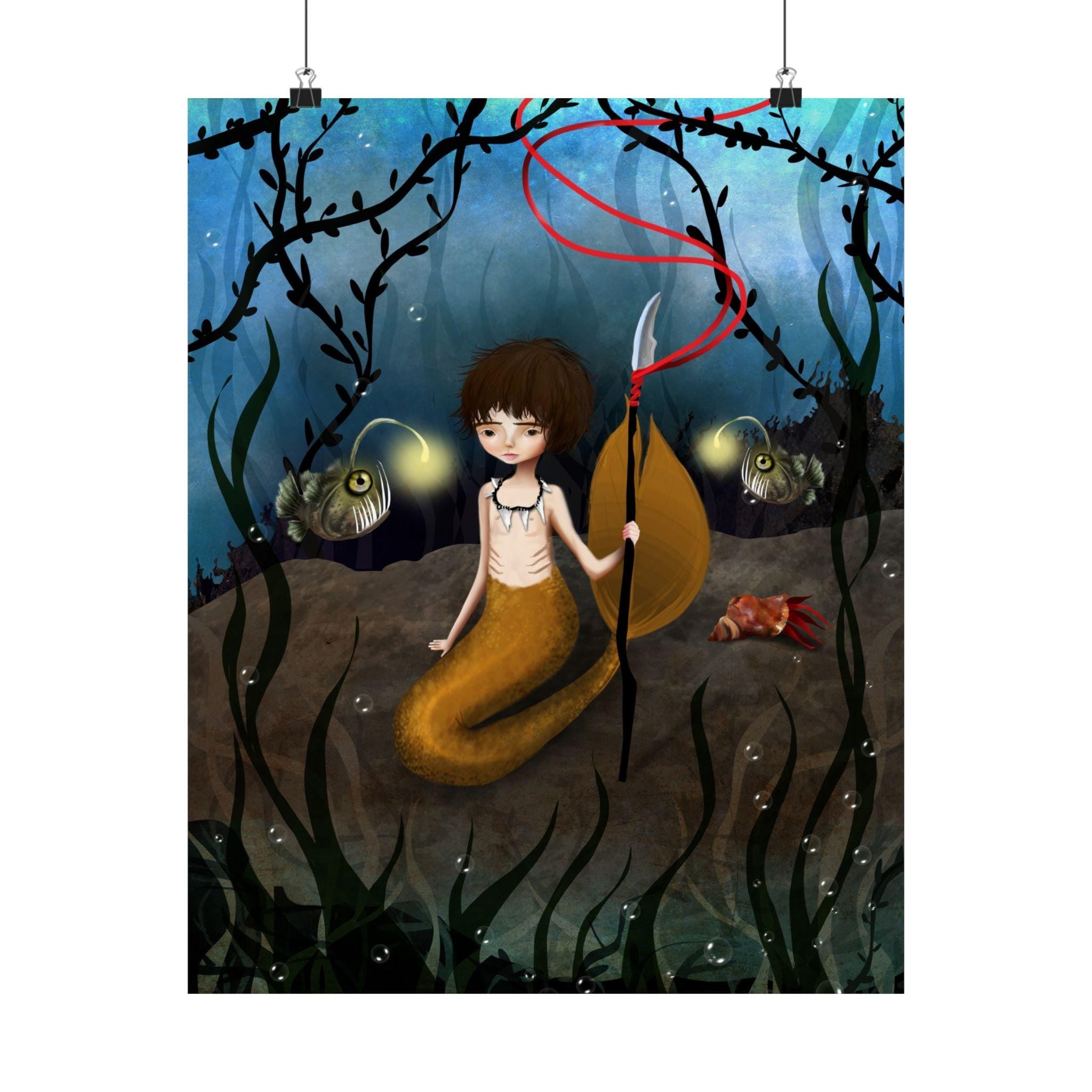 Yellow Deep Sea Merboy · Poster Print
