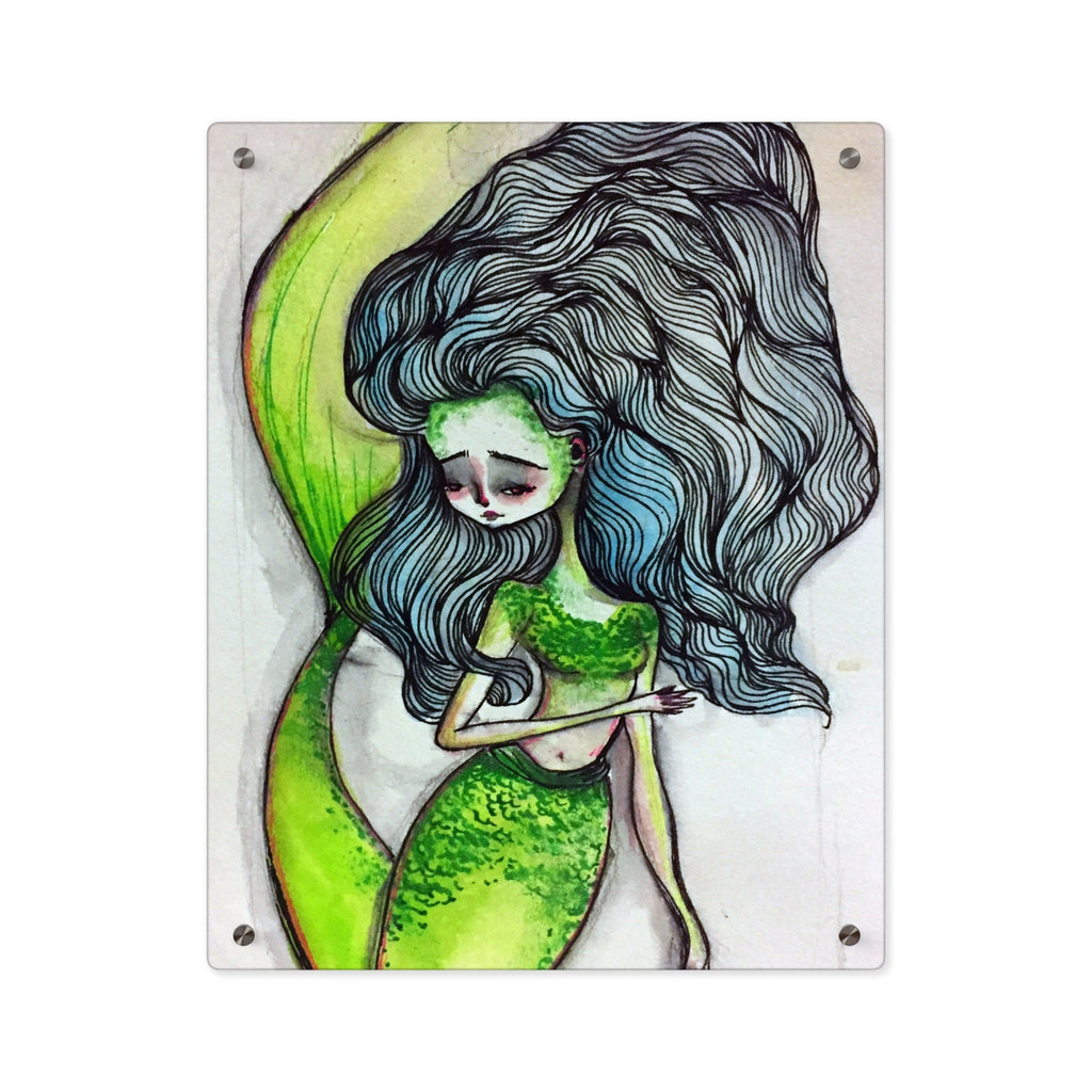 Mermaid in Green Acrylic Wall Art Panel · Acrylic Print