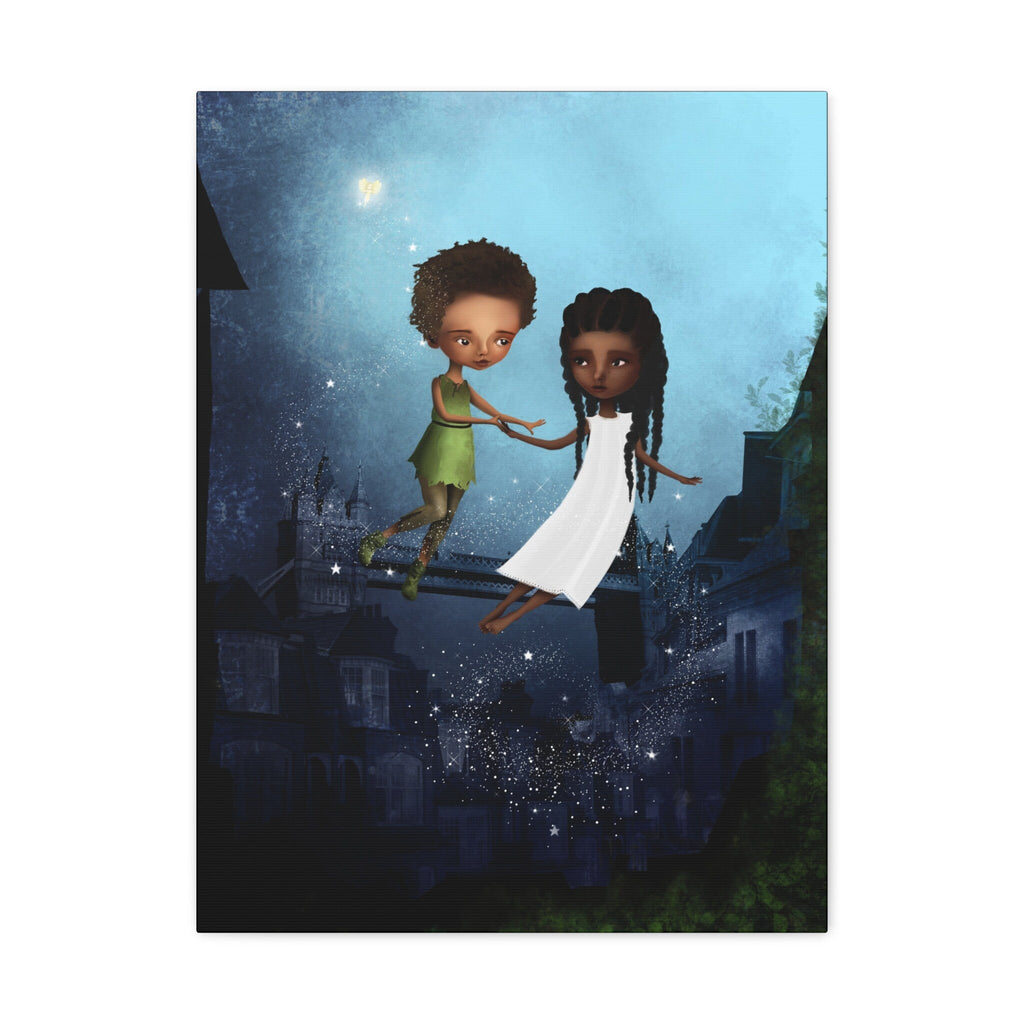 Peter Pan and Wendy in London · Canvas Print