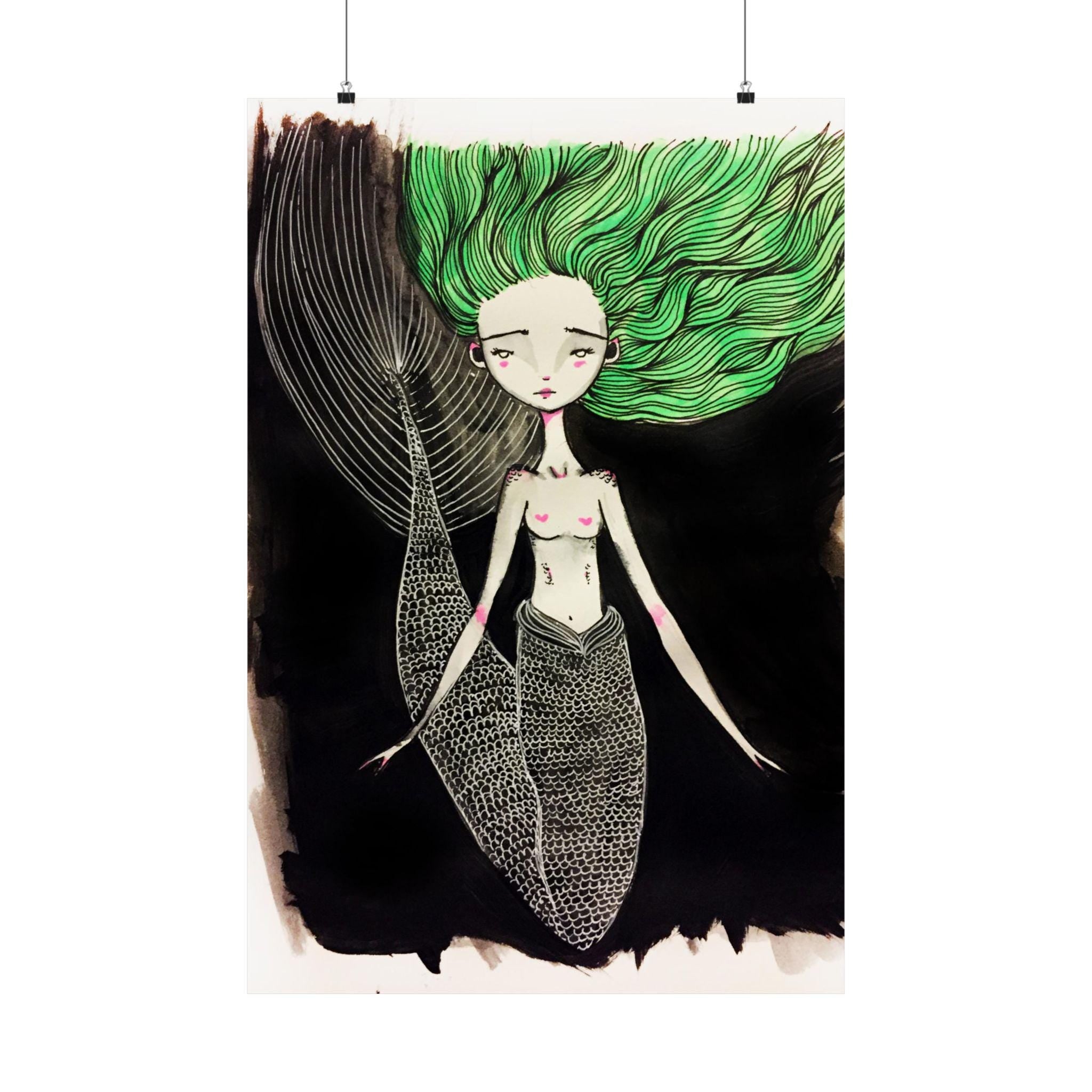 Mermaid in Green · Poster Print