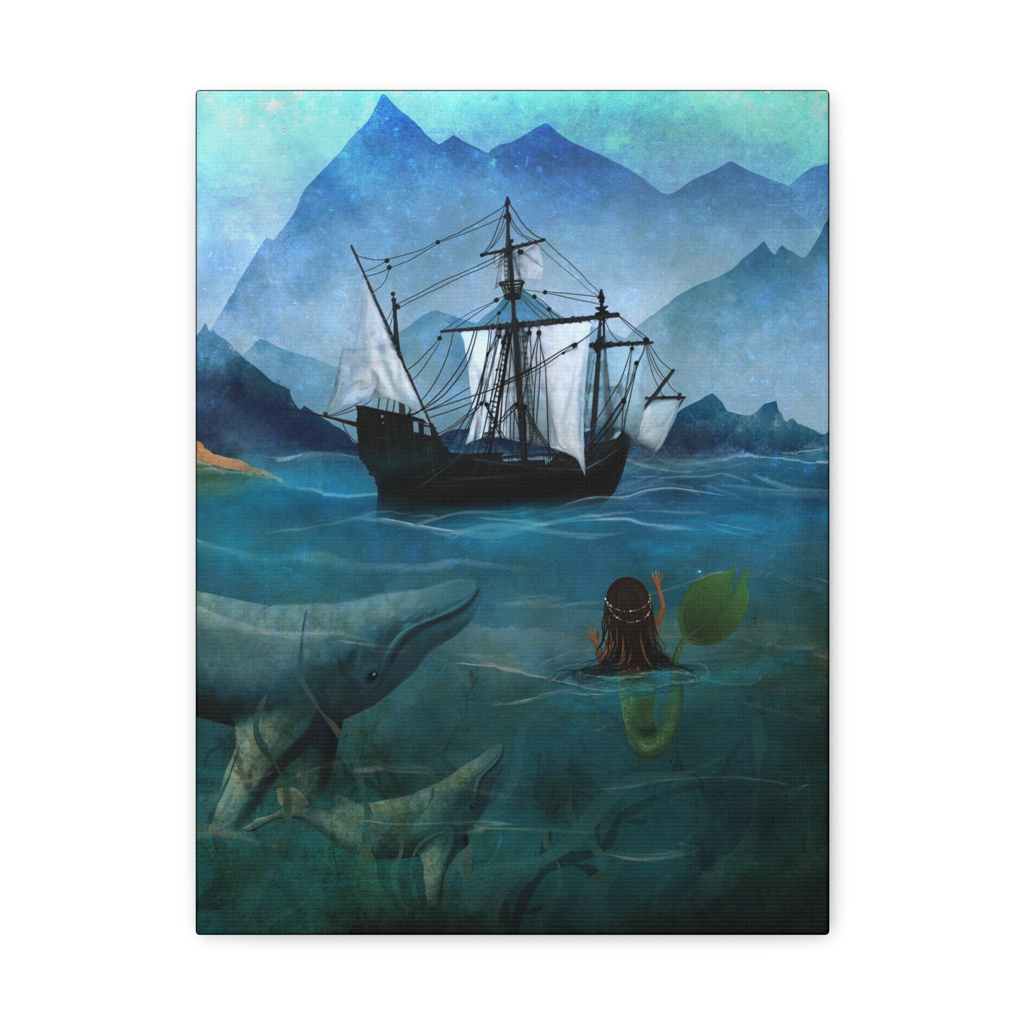 The Little Mermaid and the Ship · Canvas Print