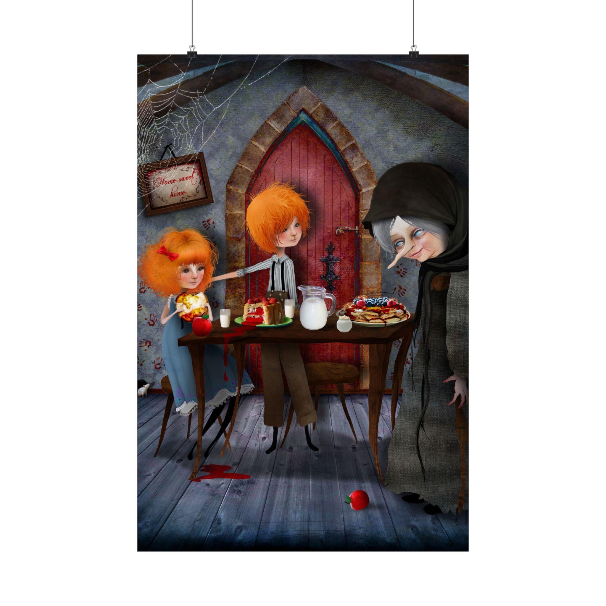 Hansel and Gretel in the Witches House · Poster Print