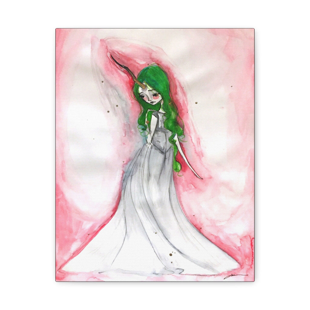 Green Unicorn Girl · Canvas Print