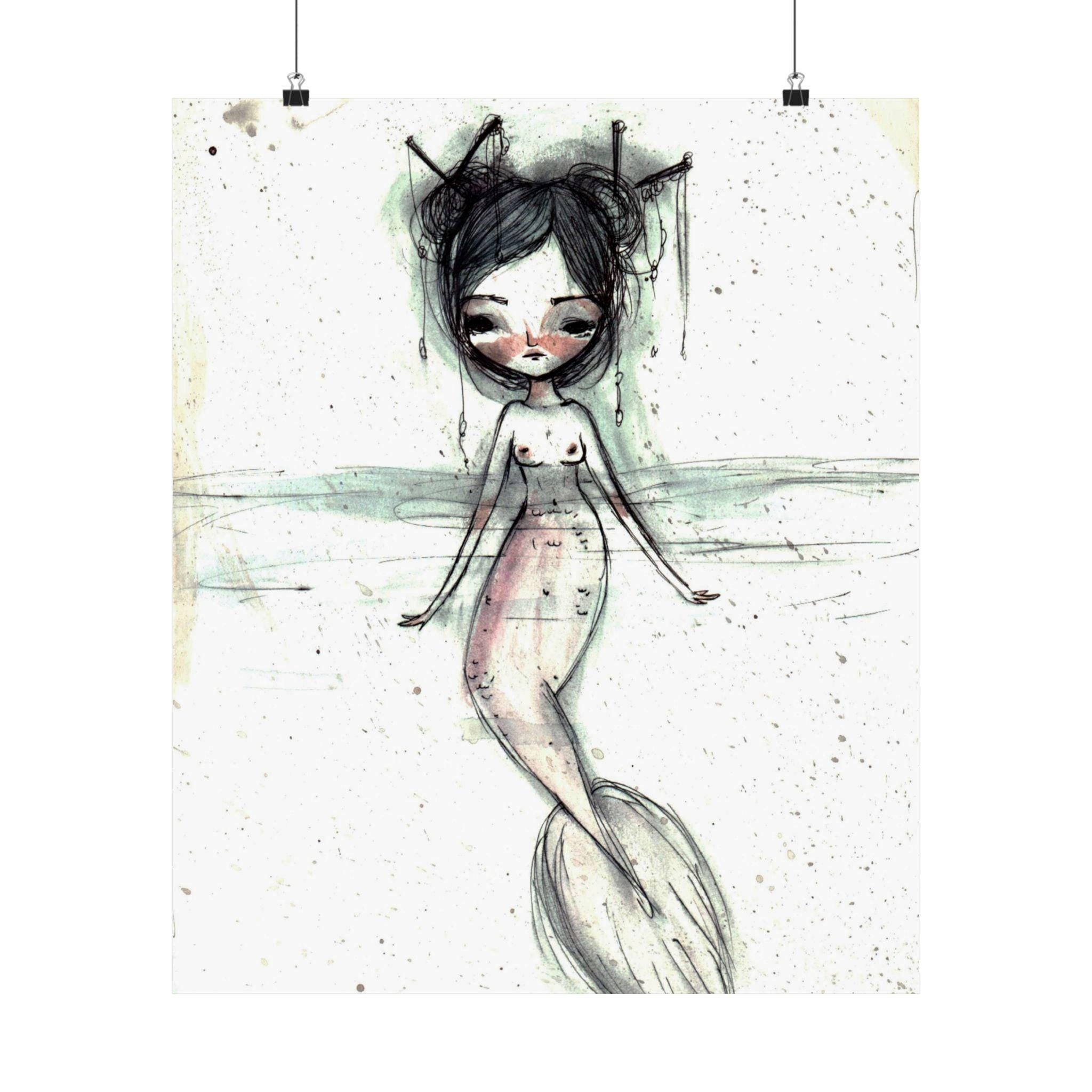 Watercolor Mermaid II · Poster Print
