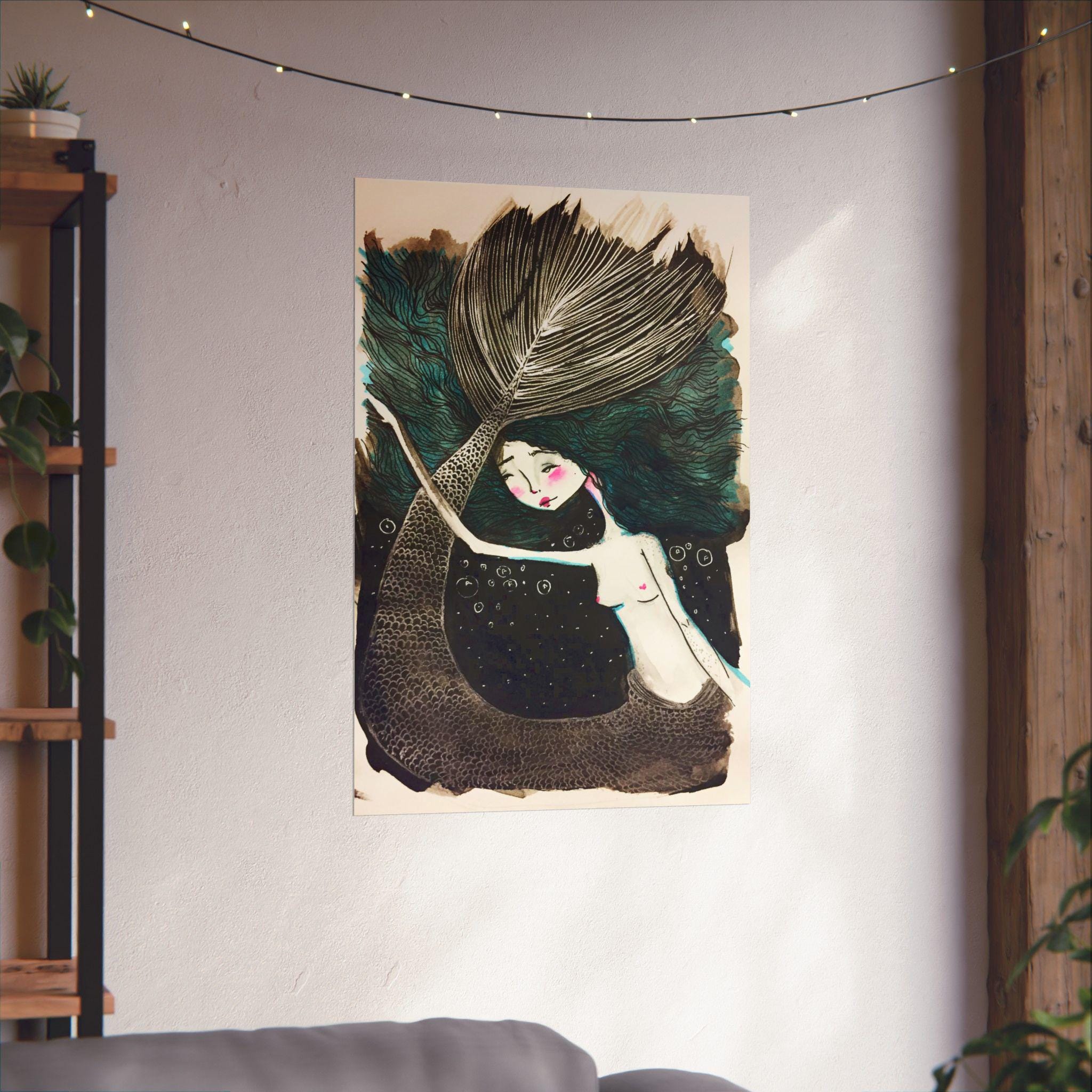Mermaid in Teal · Poster Print