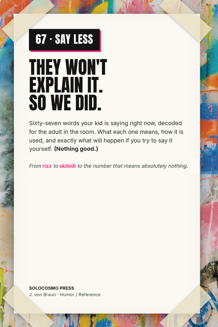 67: Say Less, back cover