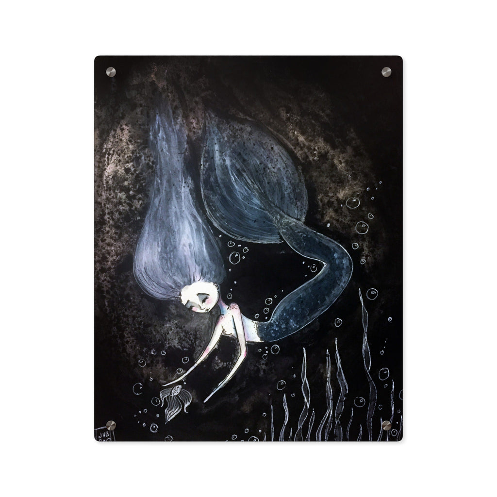 Underwater Dark Mermaid Siren Wall Art Panel · Acrylic Print