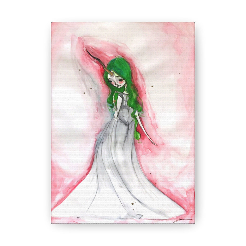Green Unicorn Girl · Canvas Print