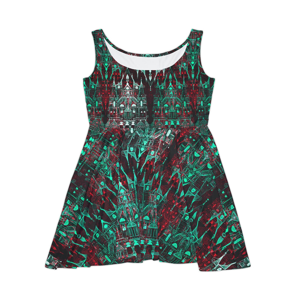 Cinderella Castle Red and Green Neon Skater Dress · Apparel