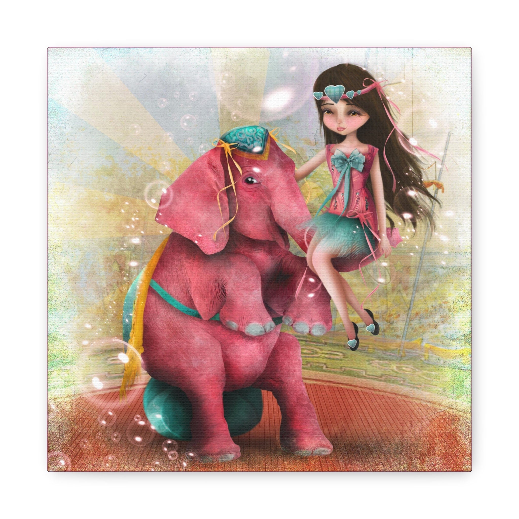 Chelsea and Lady Beatriz the Pink Elephant · Canvas Print