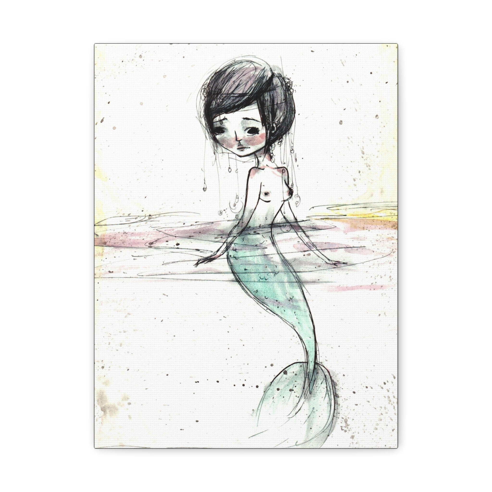 Watercolor Mermaid 1 · Canvas Print