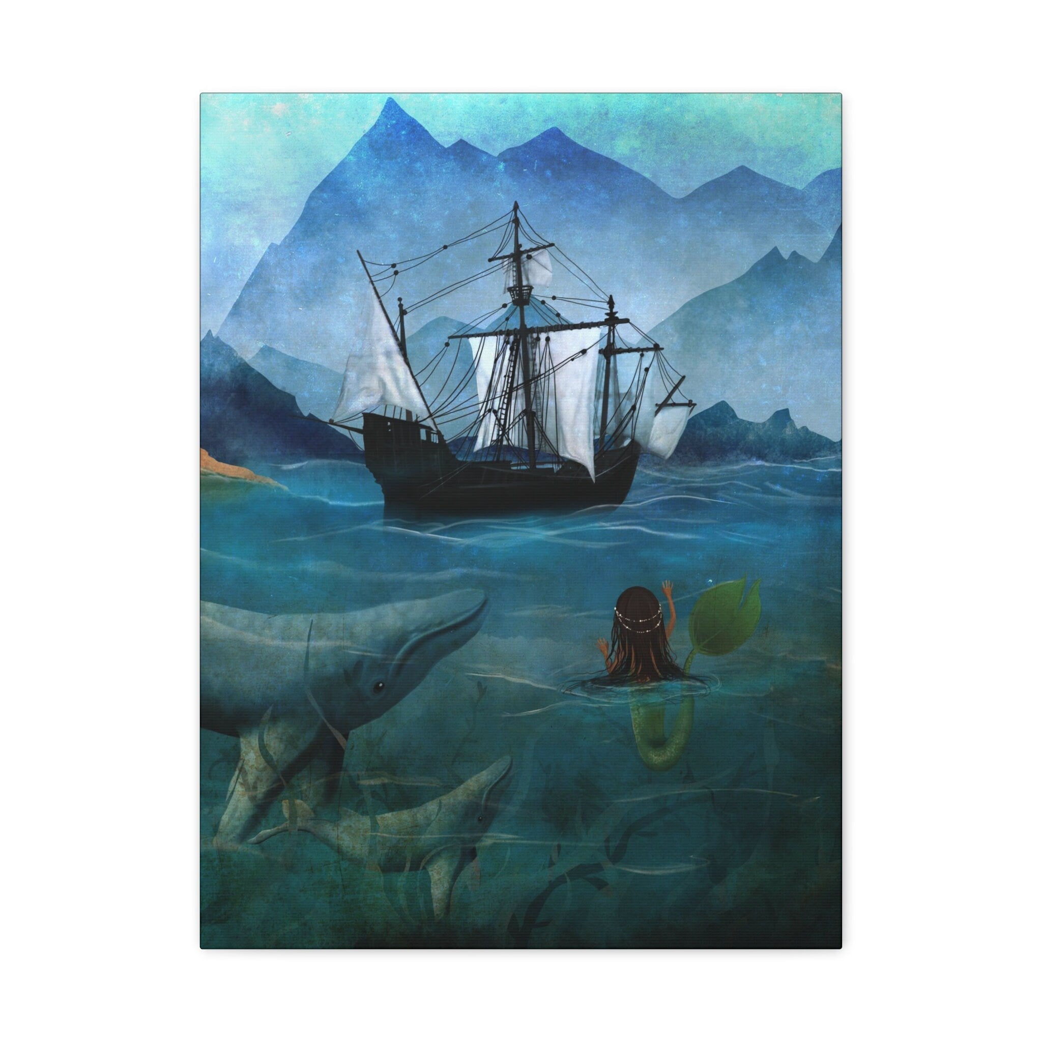The Little Mermaid and the Ship · Canvas Print