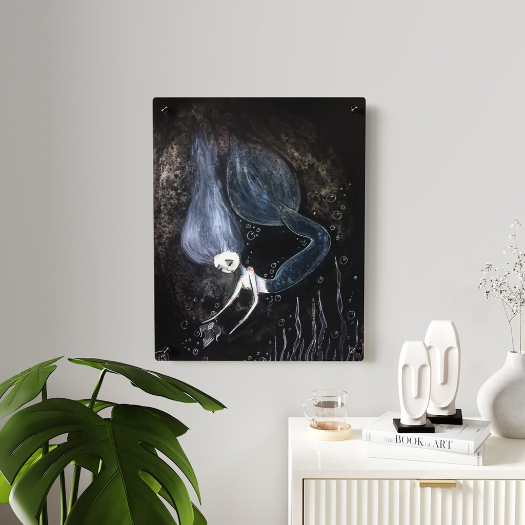 Underwater Dark Mermaid Siren Wall Art Panel · Acrylic Print