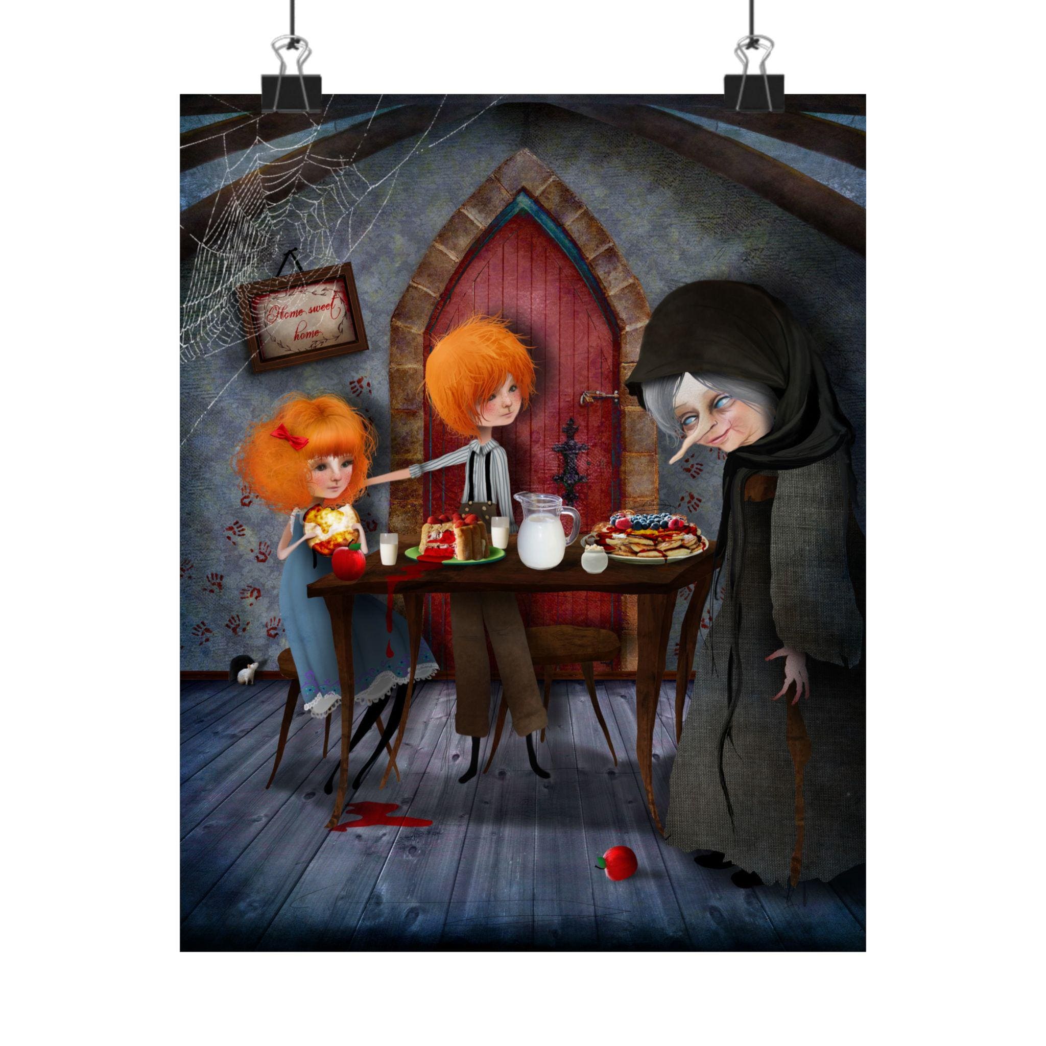 Hansel and Gretel in the Witches House · Poster Print