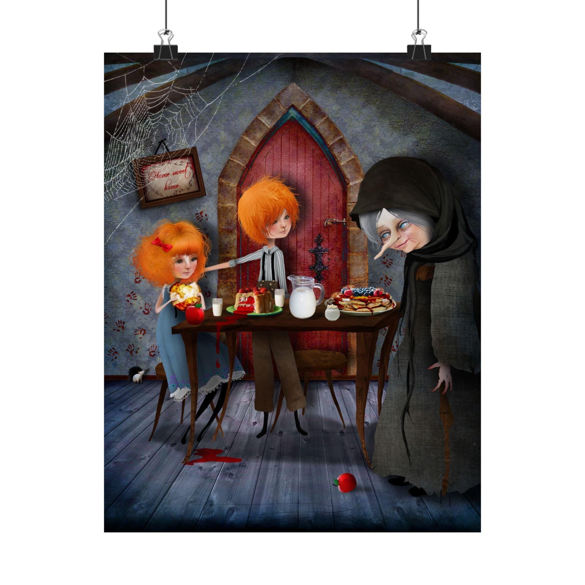Hansel and Gretel in the Witches House · Poster Print