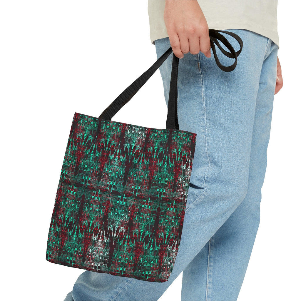 Cinderellas Castle in Green and Red Neon · Tote Bag