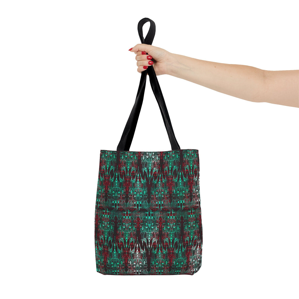Cinderellas Castle in Green and Red Neon · Tote Bag