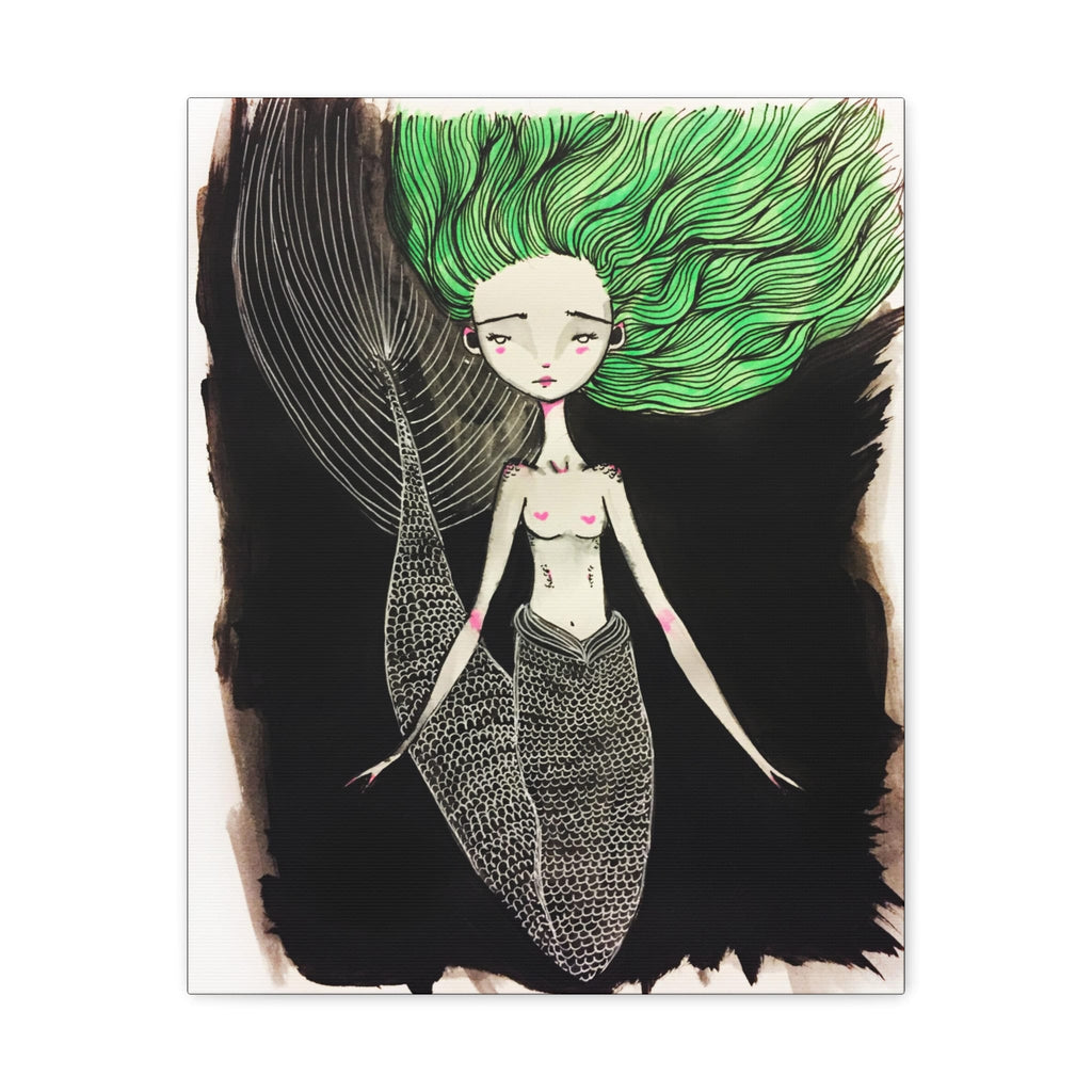 Little Mermaid in Green · Canvas Print