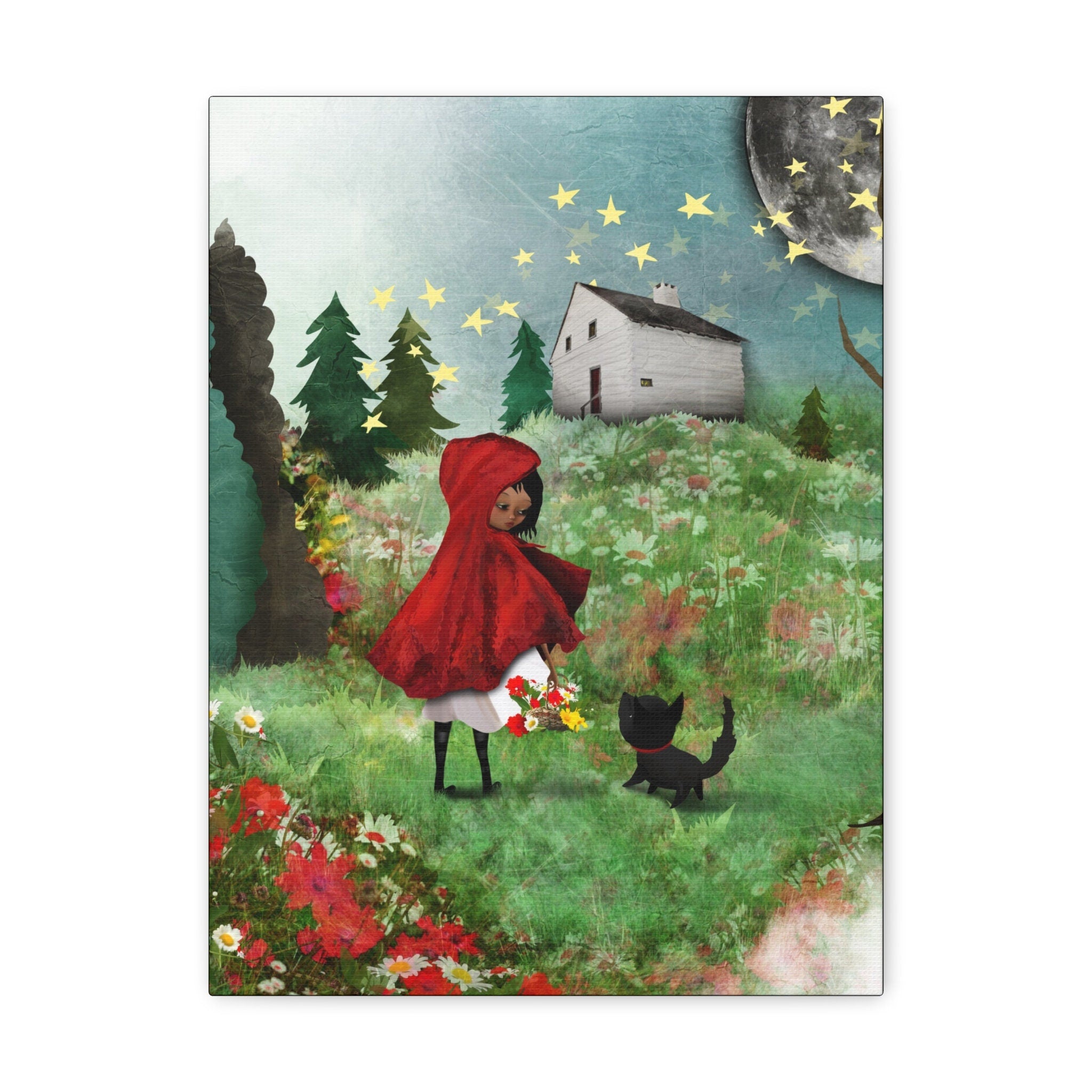 Little Red Riding Hood, the Wolf and Grandma's House · Canvas Print