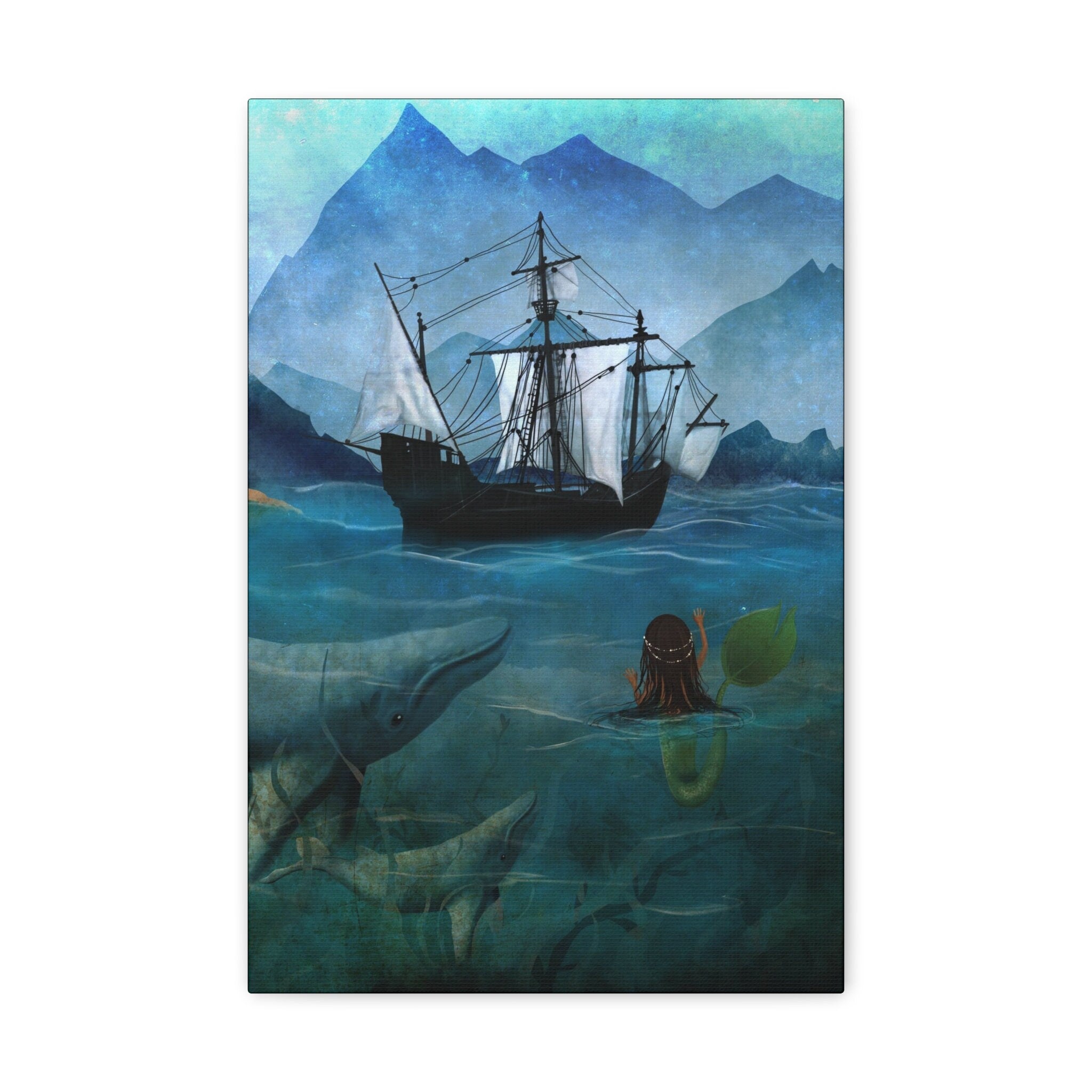 The Little Mermaid and the Ship · Canvas Print