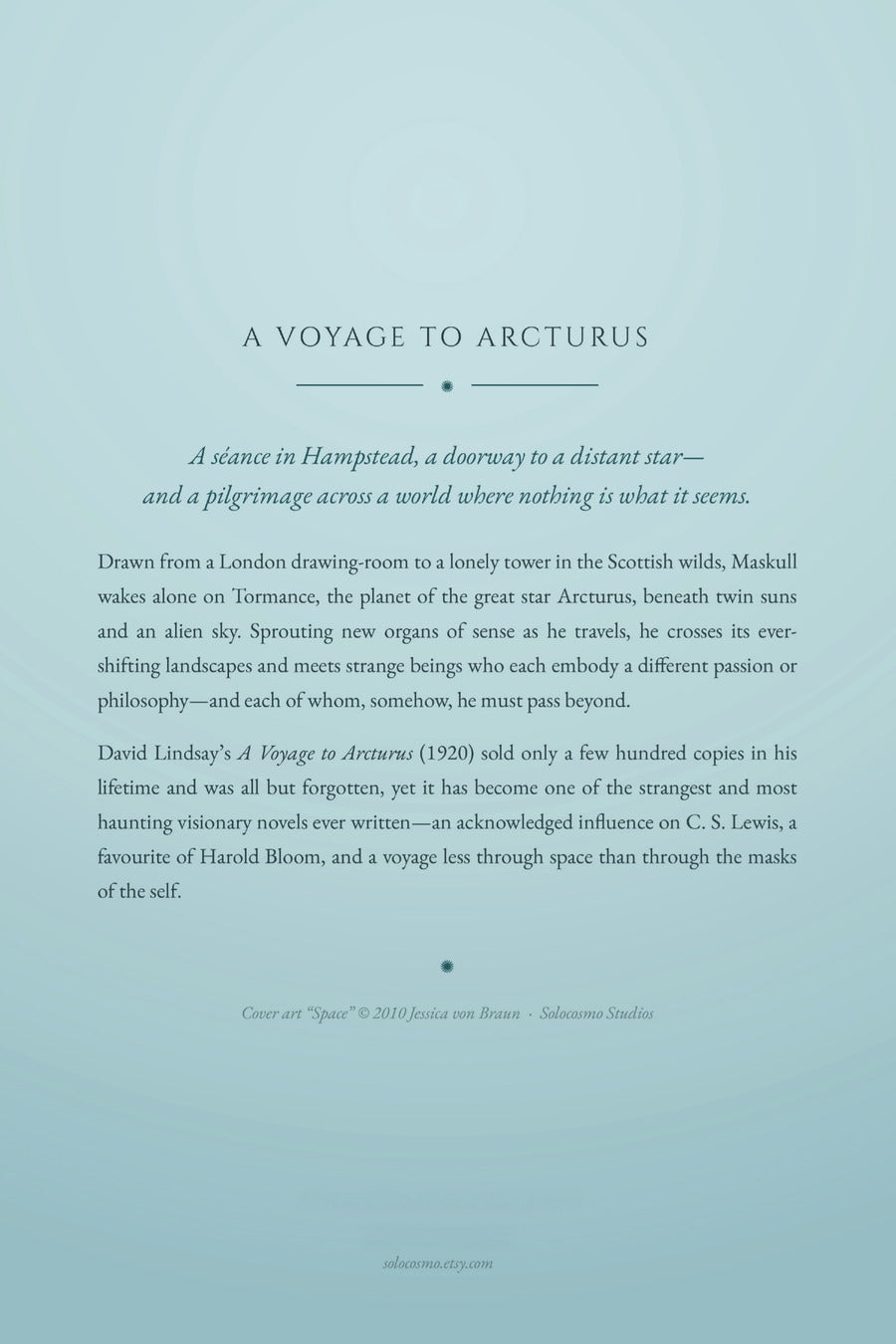 A Voyage to Arcturus, back cover