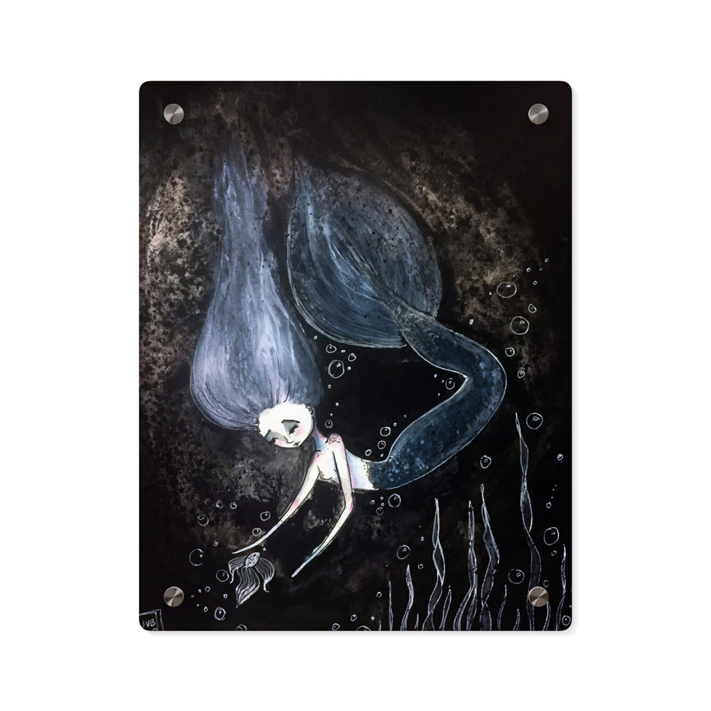 Underwater Dark Mermaid Siren Wall Art Panel · Acrylic Print