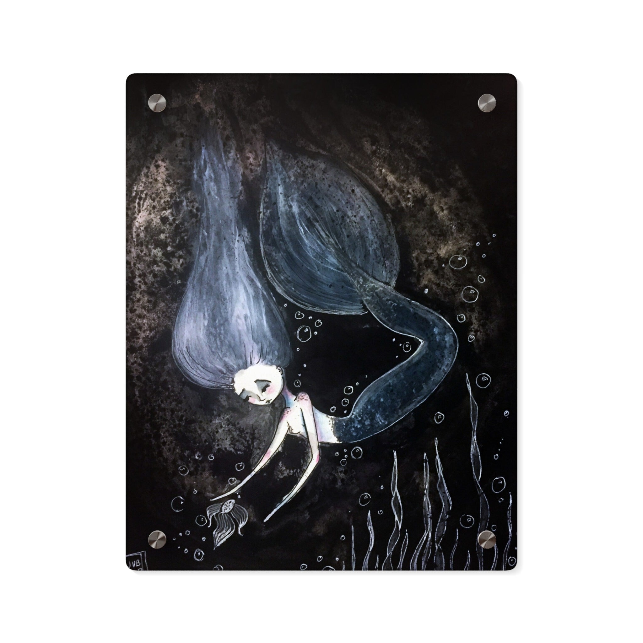 Underwater Dark Mermaid Siren Wall Art Panel · Acrylic Print