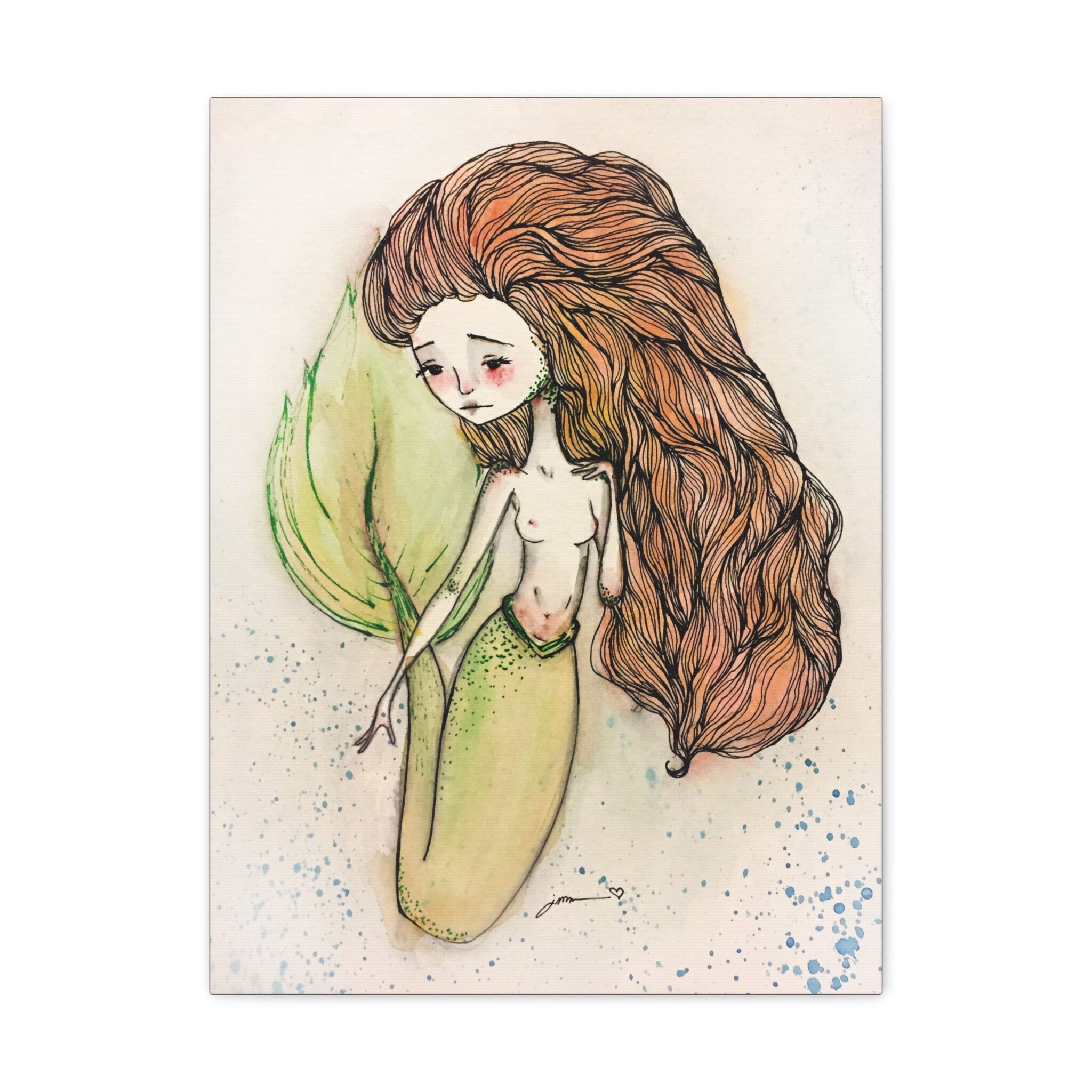 Little Mermaid in Red · Canvas Print