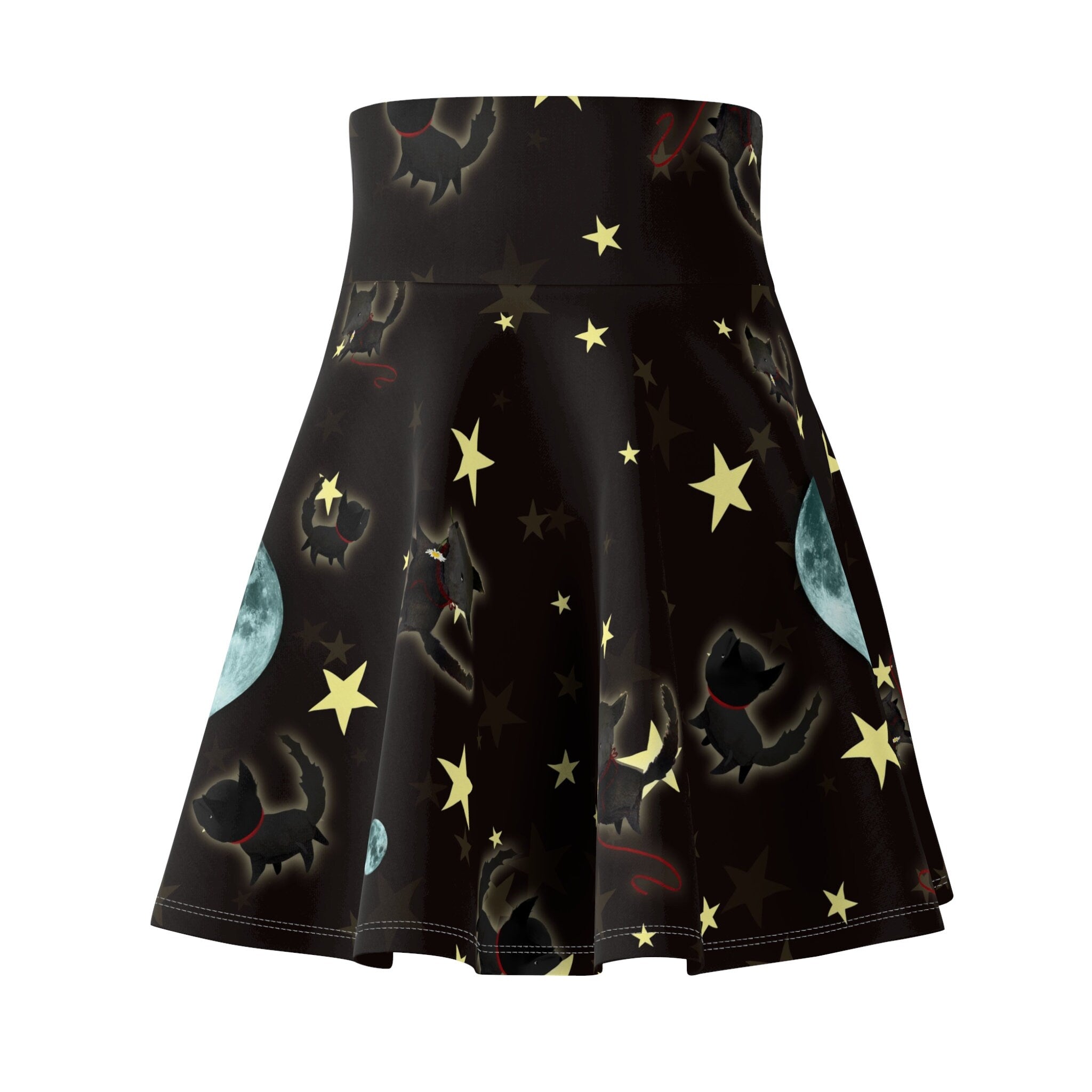 Little Baby Wolf, Moon and Stars Women's Skater Skirt · Apparel